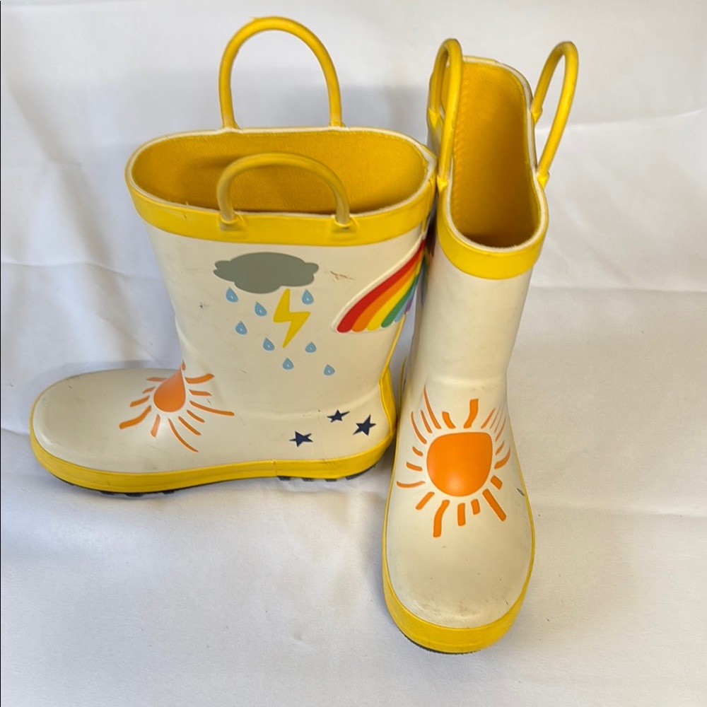 Cat & Jack Yellow and White Kids Rain Boots